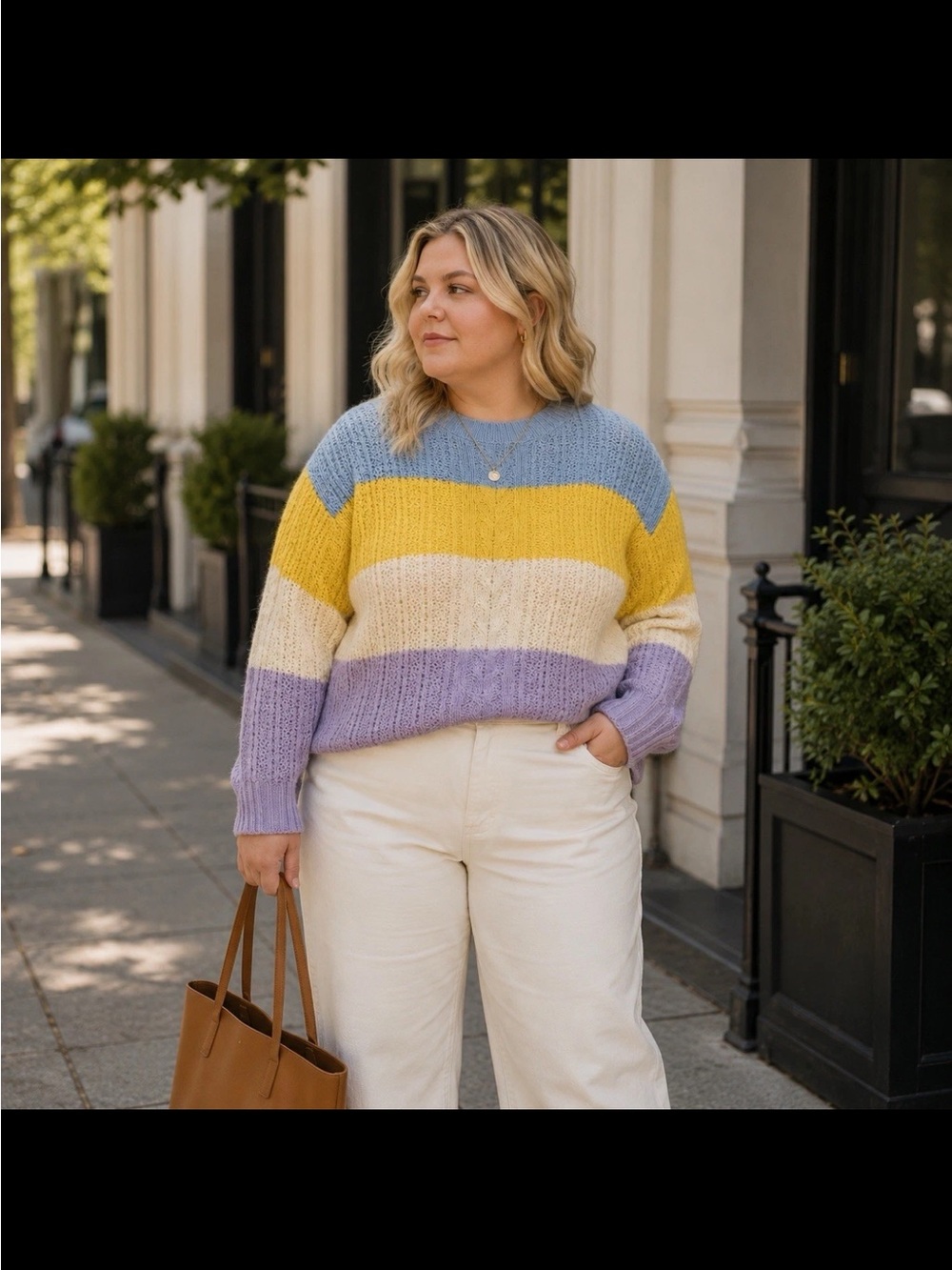 no comment colorblock knit sweater 2X